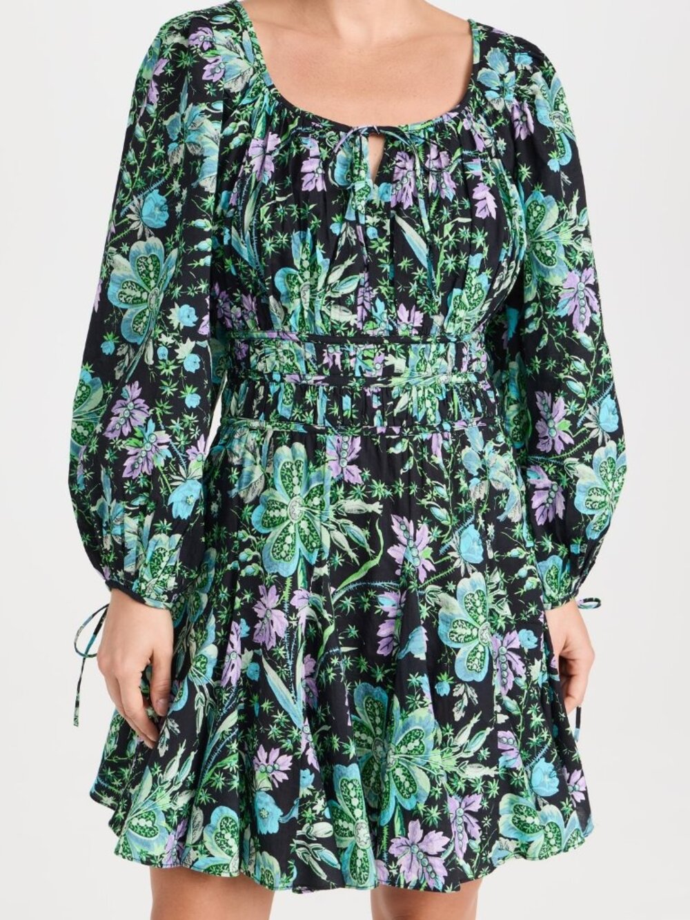 RHODE Leona scoopneck mini dress in the Hibiscus print, size M